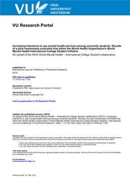 Increasing Intentions to Use Mental Health Services Among University Students. Results of a Pilot Randomized Controlled Trial Wi