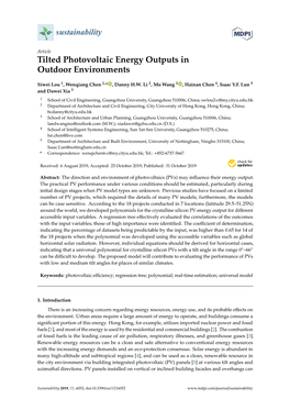 Tilted Photovoltaic Energy Outputs in Outdoor Environments