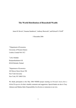 The World Distribution of Household Wealth