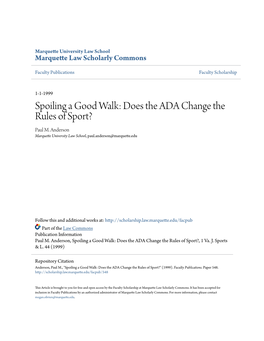 Spoiling a Good Walk: Does the ADA Change the Rules of Sport? Paul M