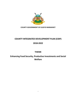 Elgeyo Marakwet County Integrated Development Plan 2018-2022.Pdf