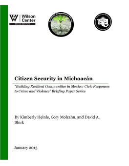 Citizen Security in Michoacán “Building Resilient Communities in Mexico: Civic Responses to Crime and Violence” Briefing Paper Series