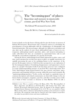 The “Becoming-Past” of Places Spacetime and Memory in Nineteenth- Century, Pre-Civil War New York