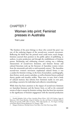 Feminist Presses in Australia Trish Luker