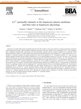 Ca Et Biophysica Acta 1783 (2008) 651–672