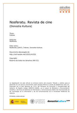 Nosferatu. Revista De Cine (Donostia Kultura)