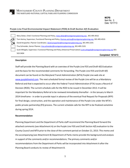 Purple Line Final Environmental Impact Statement & Draft 4(F)