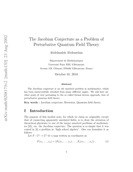 The Jacobian Conjecture As a Problem of Perturbative Quantum