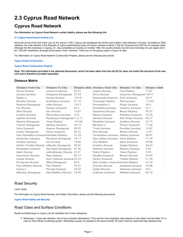 2.3 Cyprus Road Network Cyprus Road Network