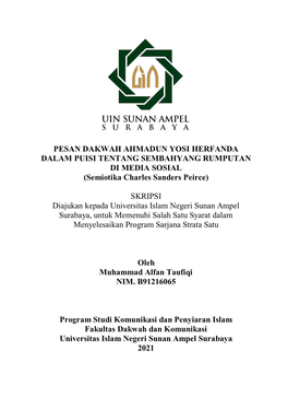 PESAN DAKWAH AHMADUN YOSI HERFANDA DALAM PUISI TENTANG SEMBAHYANG RUMPUTAN DI MEDIA SOSIAL (Semiotika Charles Sanders Peirce)