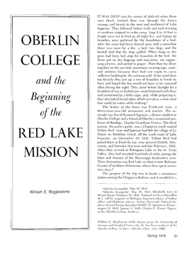 Oberlin College and the Beginning of the Red Lake Mission / William E