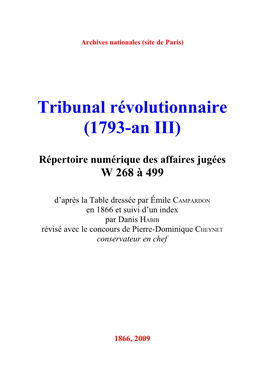 Tribunal Révolutionnaire(1793-An III)