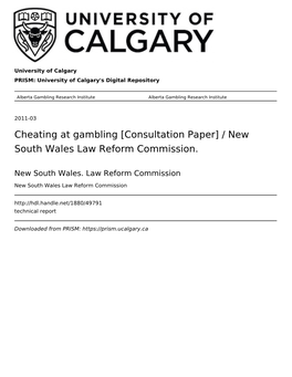 Cheating at Gambling [Consultation Paper] /​ New South Wales Law Reform Commission