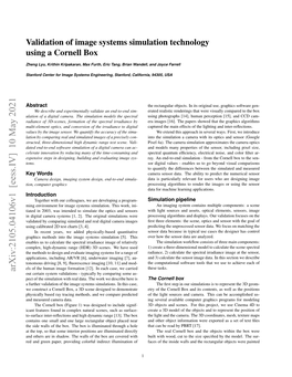 Validation of Image Systems Simulation Technology Using a Cornell Box