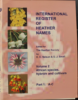 Volume 2 African Species, Hybrids and Cultivars Part 1: AC