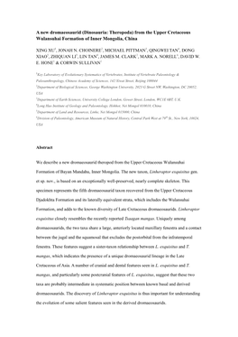From the Upper Cretaceous Wulansuhai Formation of Inner Mongolia, China