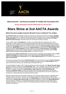 Stars Shine at 2Nd AACTA Awards