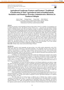 Agricultural Landscape Features and Farmers' Traditional Classification