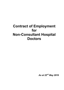 Contract of Employment for Non-Consultant Hospital Doctors