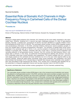 Essential Role of Somatic Kv2 Channels in High-Frequency Firing