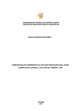 Comparação Do Desempenho Da Natação Brasileira Nos Jogos Olímpicos De Londres - 2012 E Rio De Janeiro - 2016