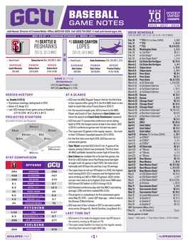 Baseball Back to Champs Back Game Notes 2015 • 2017 • 2018