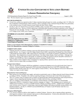 Lebanon Humanitarian Emergency Situation