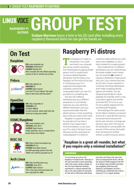 Raspberry Pi Distros on Test