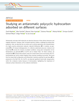 Studying an Antiaromatic Polycyclic Hydrocarbon Adsorbed on Different Surfaces