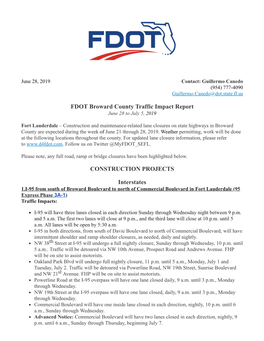 FDOT Broward County Traffic Impact Report CONSTRUCTION