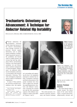 Trochanteric Osteotomy and Advancement: a Technique for Abductor Related Hip Instability