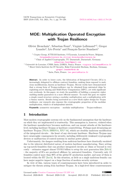 MOE: Multiplication Operated Encryption with Trojan Resilience