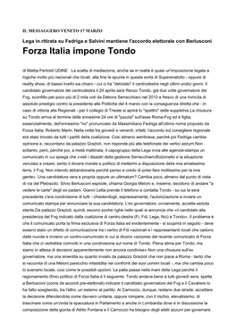 Forza Italia Impone Tondo