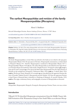 Mecoptera) 263 Doi: 10.3897/Zookeys.130.1611 Research Article Launched to Accelerate Biodiversity Research