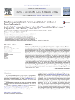 Social Monogamy in the Crab Planes Major, a Facultative Symbiont of Loggerhead Sea Turtles