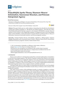 Pratyabhijñā Apoha Theory, Shannon–Weaver Information, Saussurean