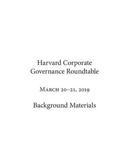 2019 Corporate Governance Roundtable Background Materials