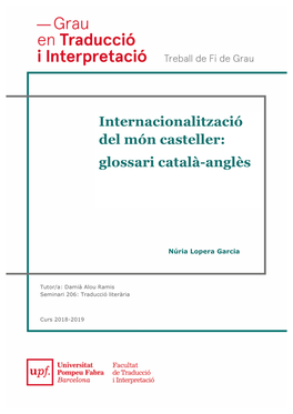 Internacionalització Del Món Casteller: Glossari Català-Anglès