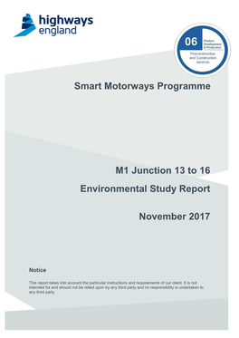 Smart Motorways Programme M1 Junction 13 to 16 Environmental