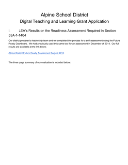 Alpine School District Digital Teaching and Learning Grant Application