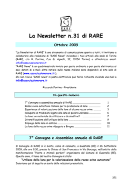 La Newsletter N.31 Di RARE