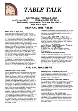 New Rail Timetables Rail and Tram News