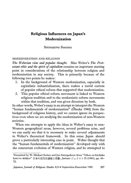 Religious Influences on Japan's Modernization