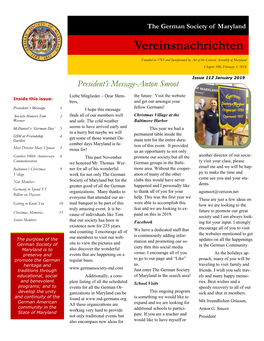 The German Society of Maryland Vereinsnachrichten