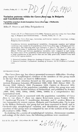 Variation Patterns Within the Carex Flava Agg. in Bulgaria and Czechoslovakia