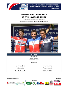 Championnat De France De Cyclisme Sur Route Chantonnay - Vendée - Pays De La Loire