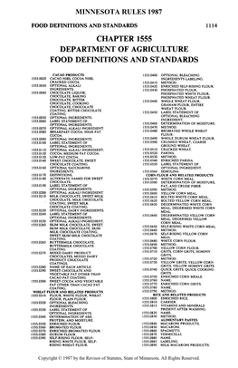 1555 Department of Agriculture Food Definitions and Standards