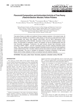 Flavonoid Composition and Antioxidant Activity of Tree Peony (Paeonia Section Moutan) Yellow Flowers