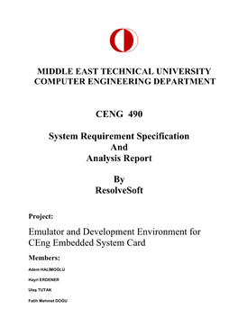 CENG 490 System Requirement Specification and Analysis Report