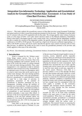 Integration Geo-Informatics Technology Application and Geostatistical Analysis for Groundwater Potential Zones Assessment